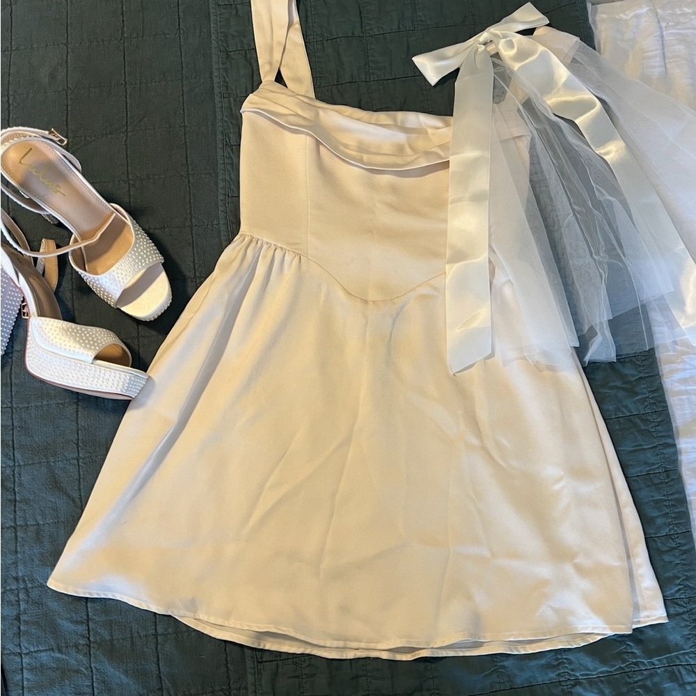 Elegant White Dress with Bow Detail - Park & fifth, Carlton Mini Dress